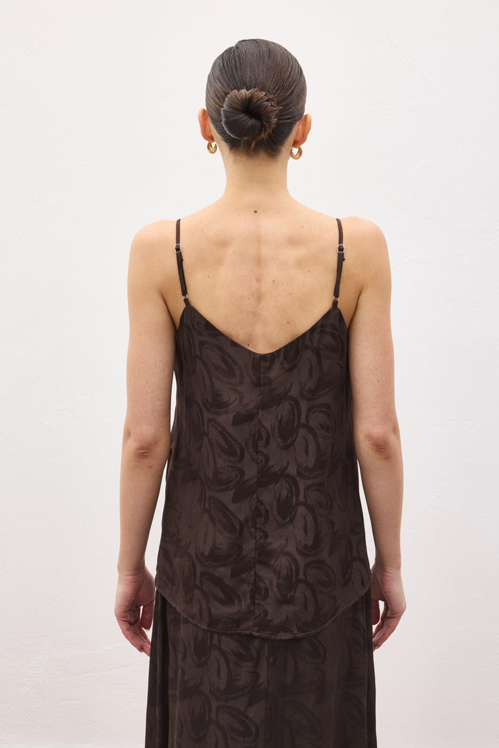 Sateen Lior Blouse Sans Manches - Marron