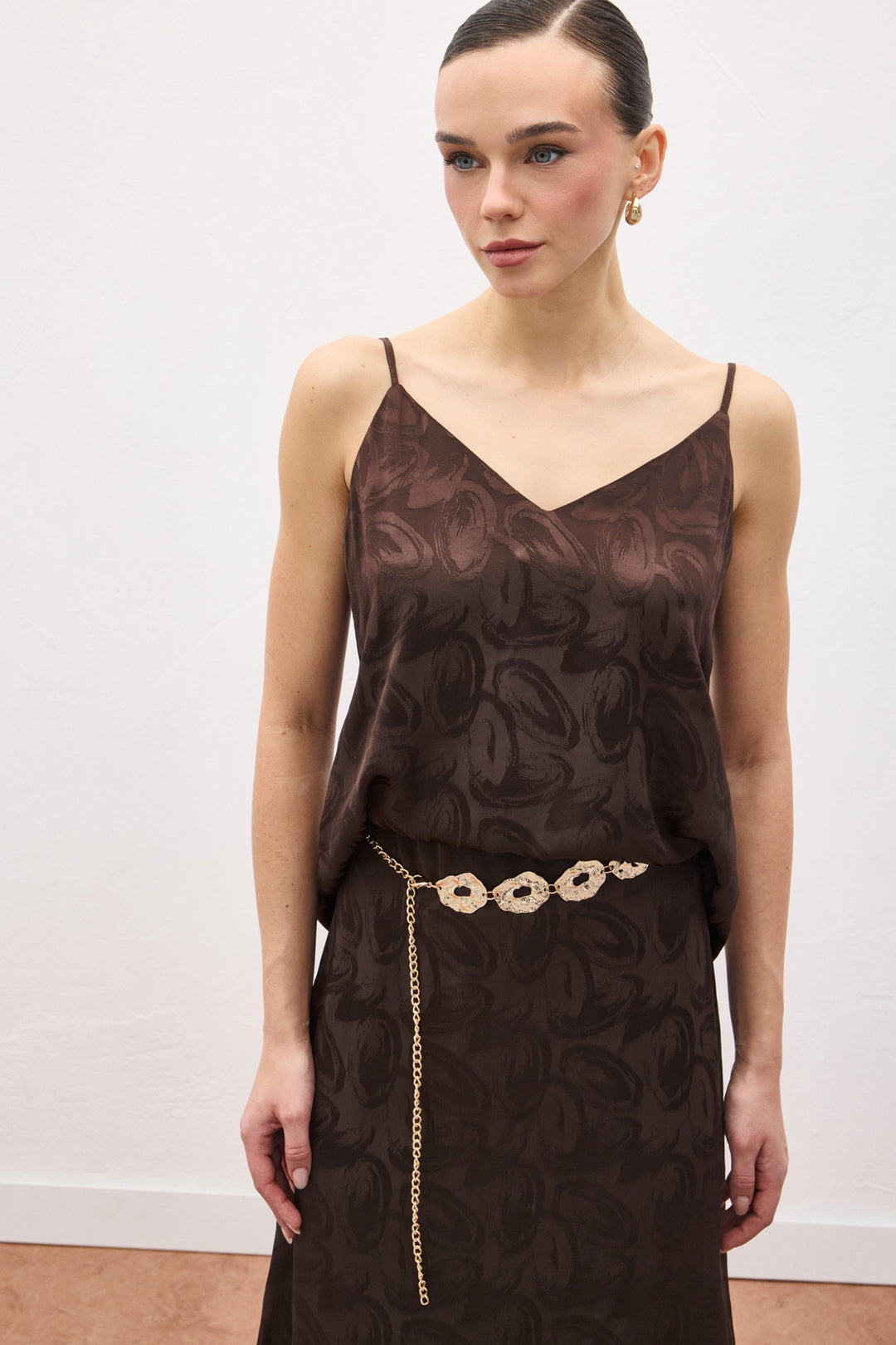 Sateen Lior Blouse Sans Manches - Marron