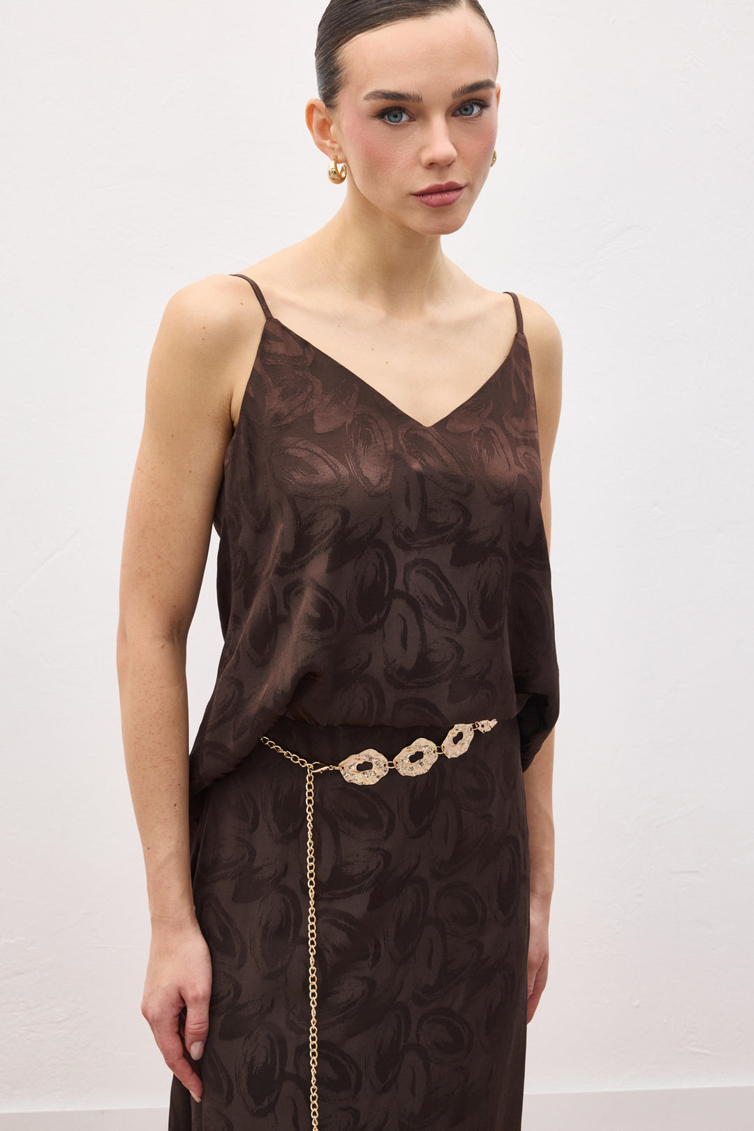 Sateen Lior Blouse Sans Manches - Marron