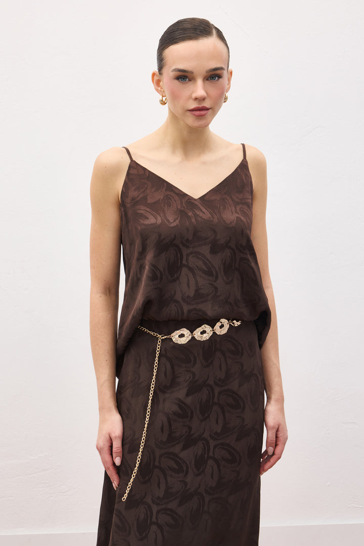 Sateen Lior Blouse Sans Manches - Marron