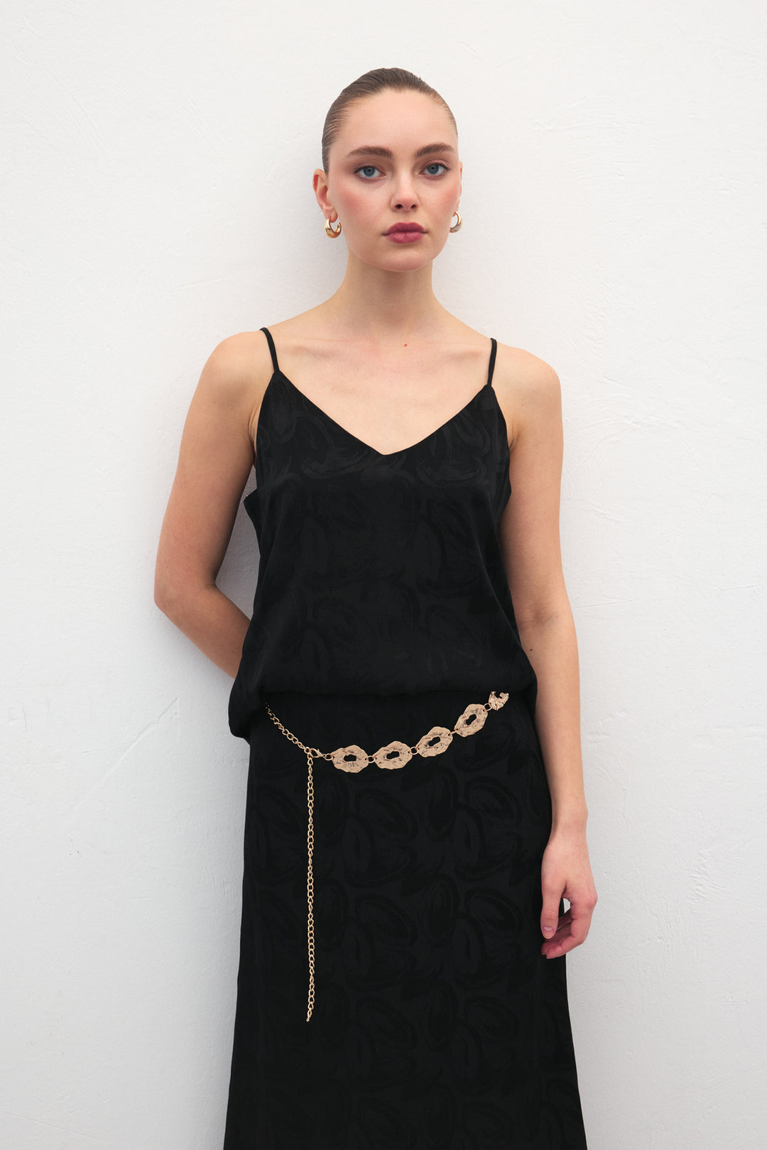 Sateen Lior Blouse Sans Manches - Noir