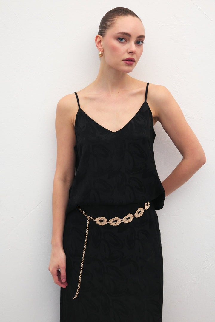 Sateen Lior Blouse Sans Manches - Noir