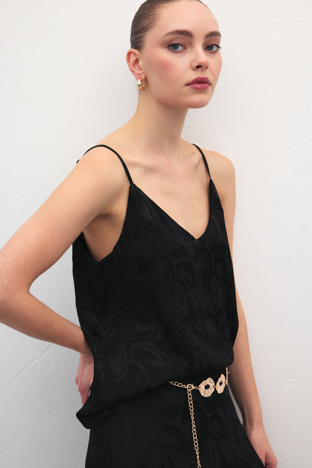 Sateen Lior Blouse Sans Manches - Noir