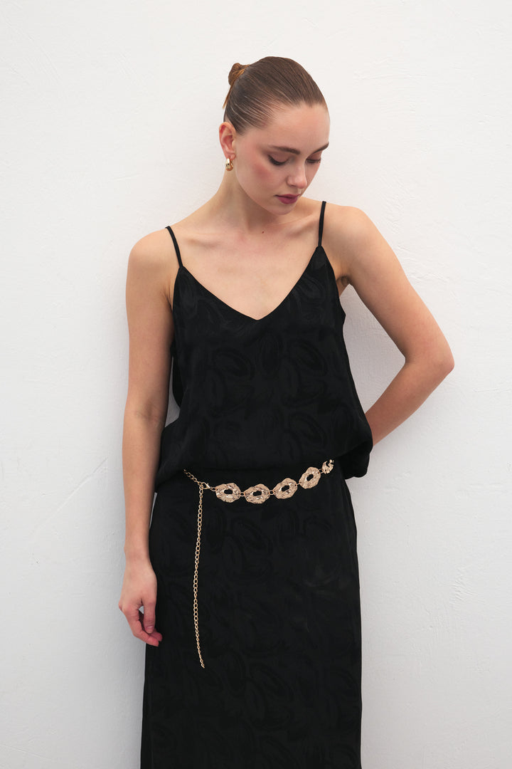 Sateen Lior Blouse Sans Manches - Noir
