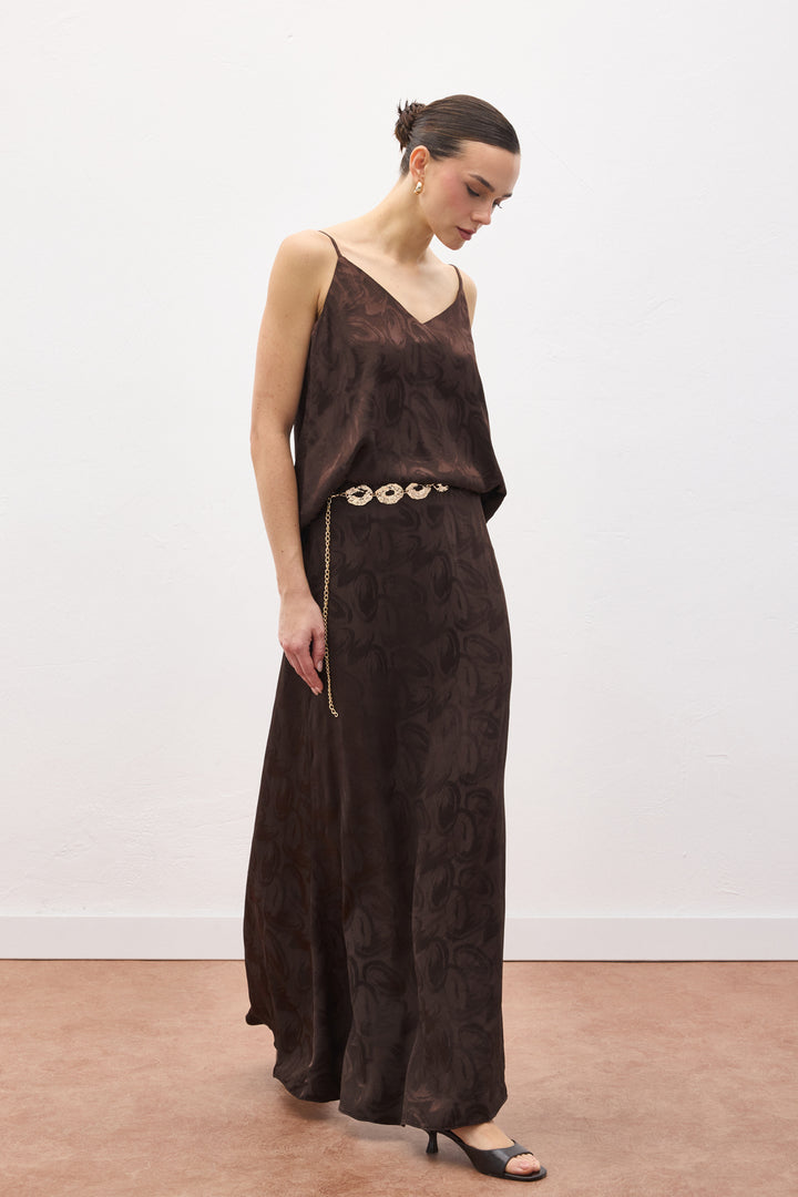 Sateen Lior Jupe Longue - Marron