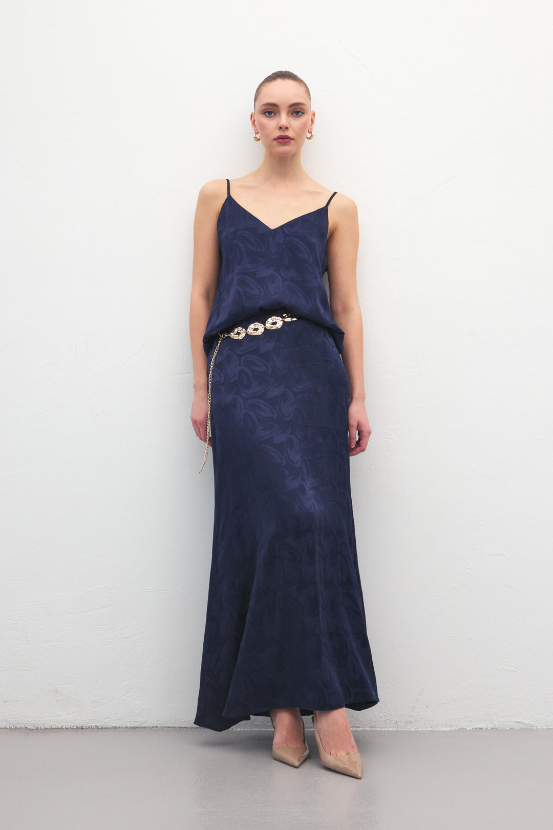 Sateen Lior Jupe longue - Bleu marine