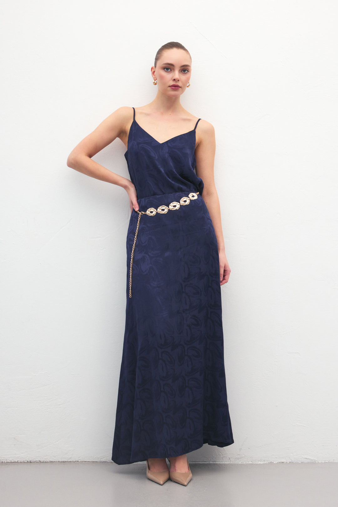 Sateen Lior Jupe longue - Bleu marine