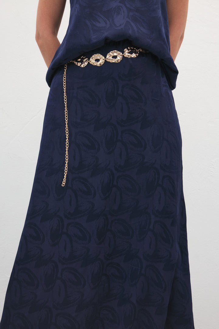 Sateen Lior Jupe longue - Bleu marine