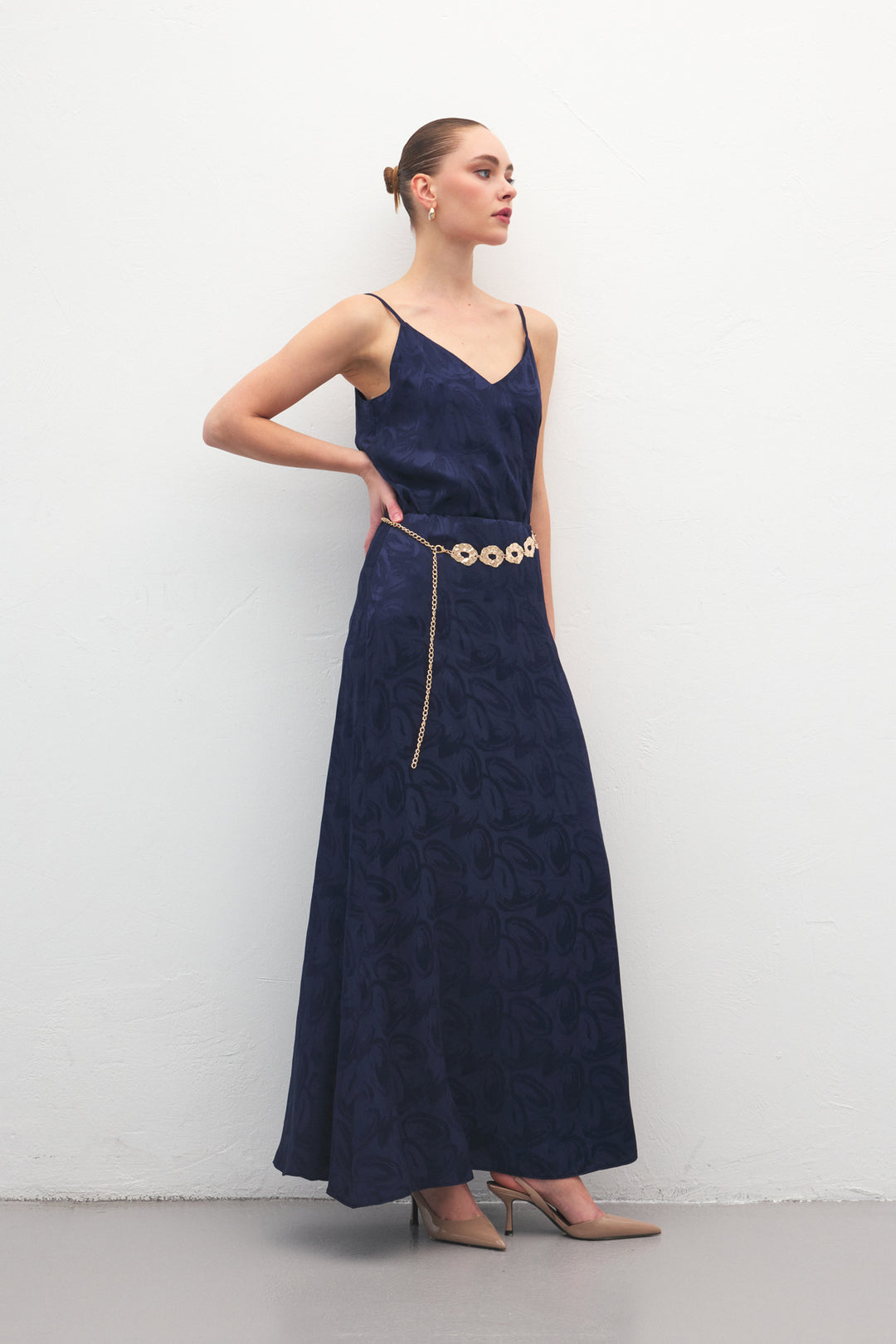 Sateen Lior Jupe longue - Bleu marine