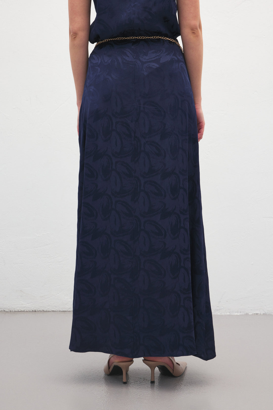 Sateen Lior Jupe longue - Bleu marine