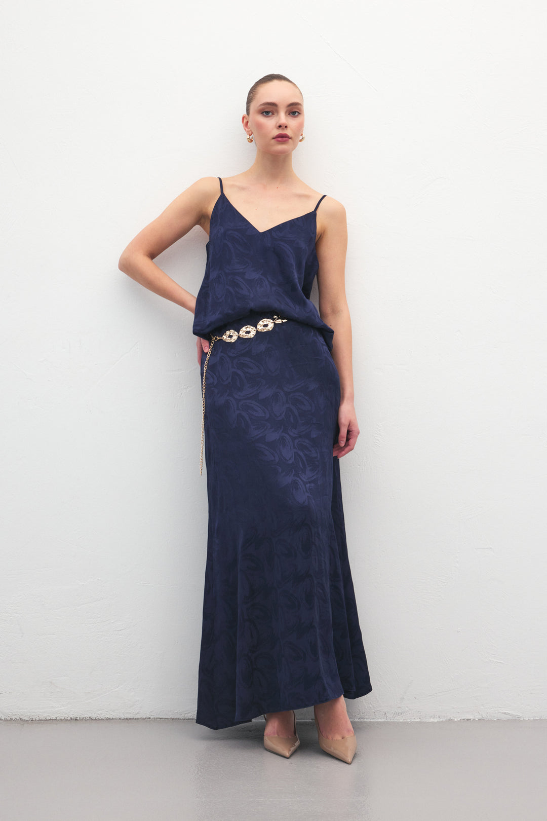 Sateen Lior Jupe longue - Bleu marine