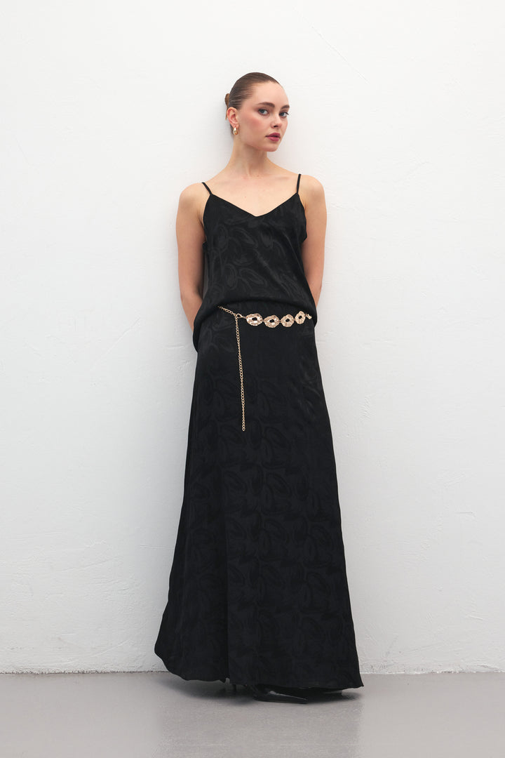 Sateen Lior Jupe longue - Noir