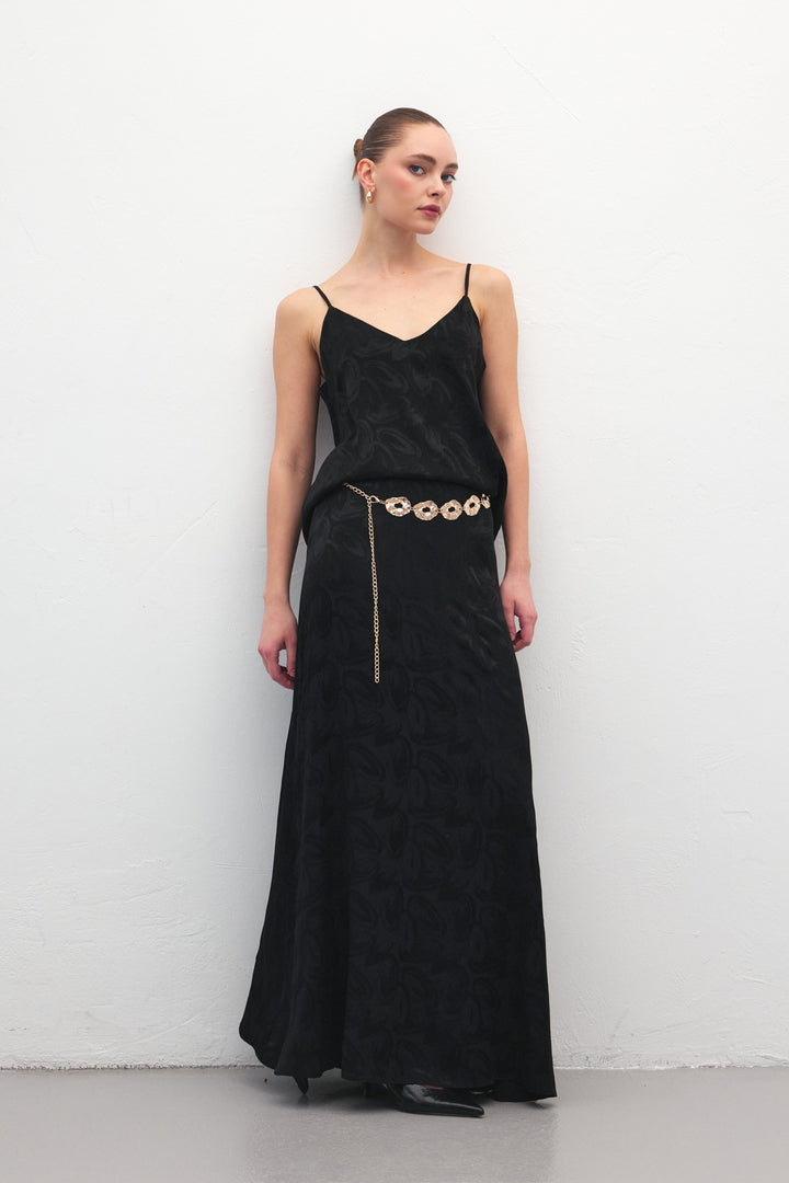 Sateen Lior Jupe longue - Noir