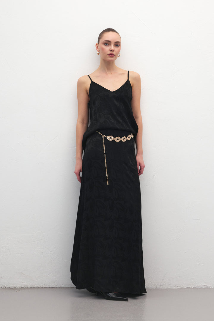 Sateen Lior Jupe longue - Noir
