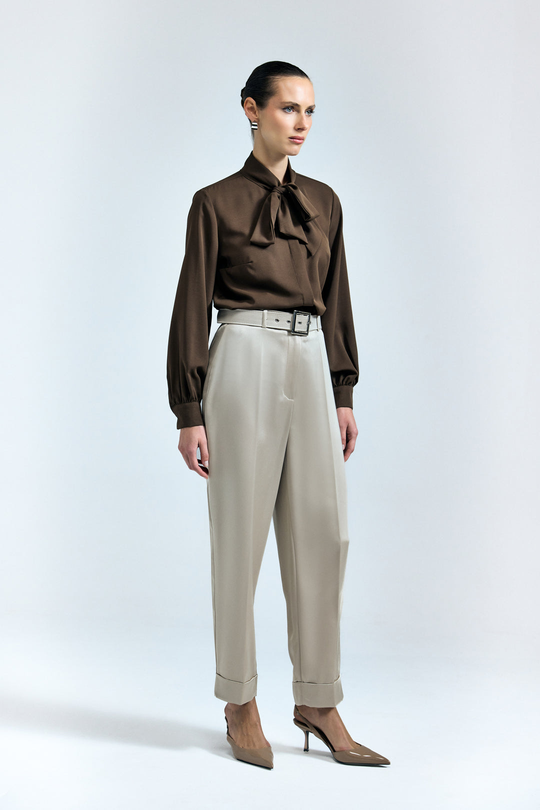 Sateen Pantalon Satin Lisa à Double Pattes - Pierre