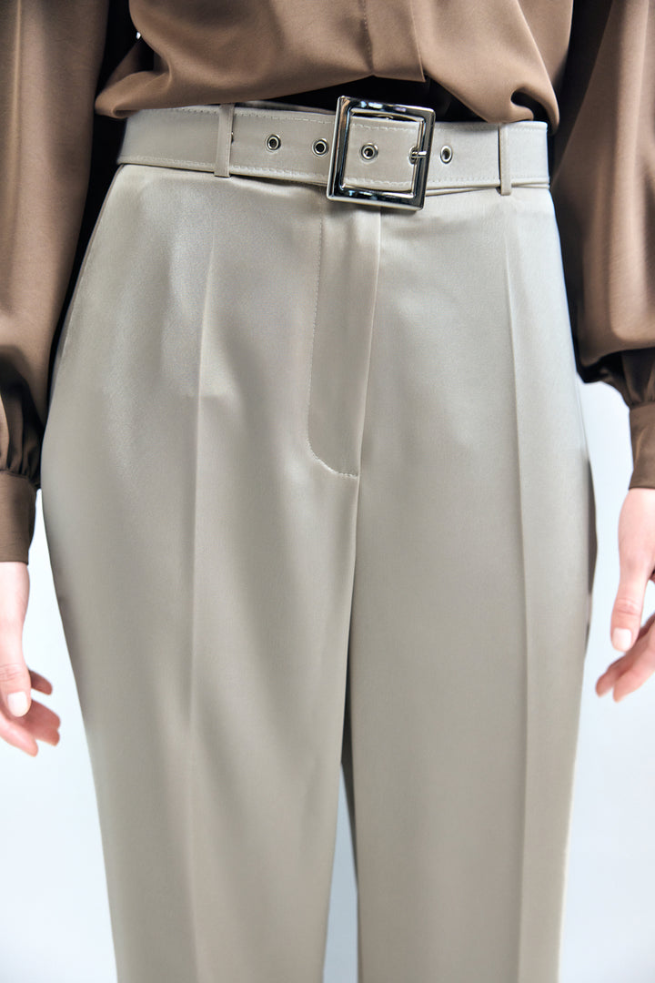 Sateen Pantalon Satin Lisa à Double Pattes - Pierre