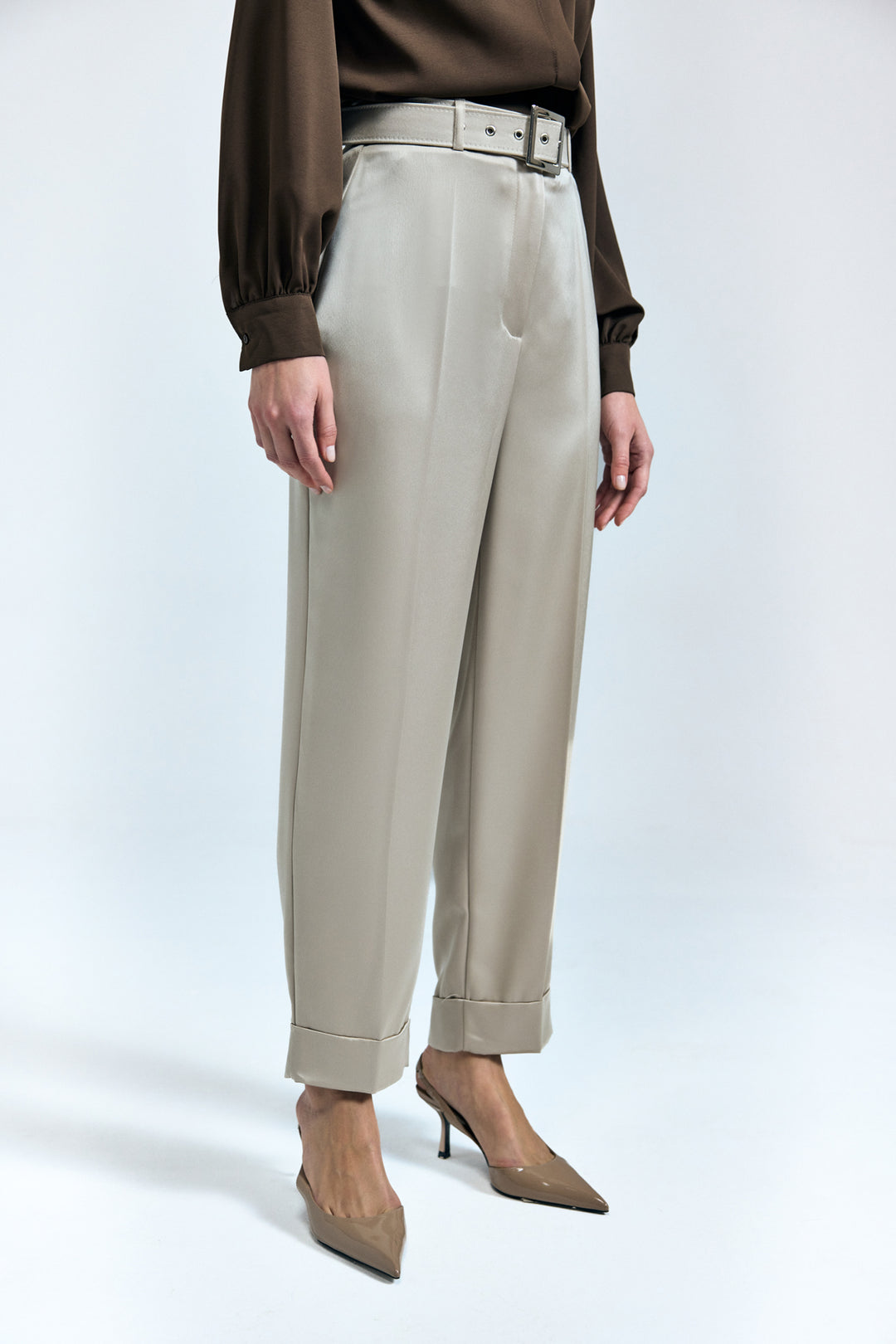 Sateen Pantalon Satin Lisa à Double Pattes - Pierre