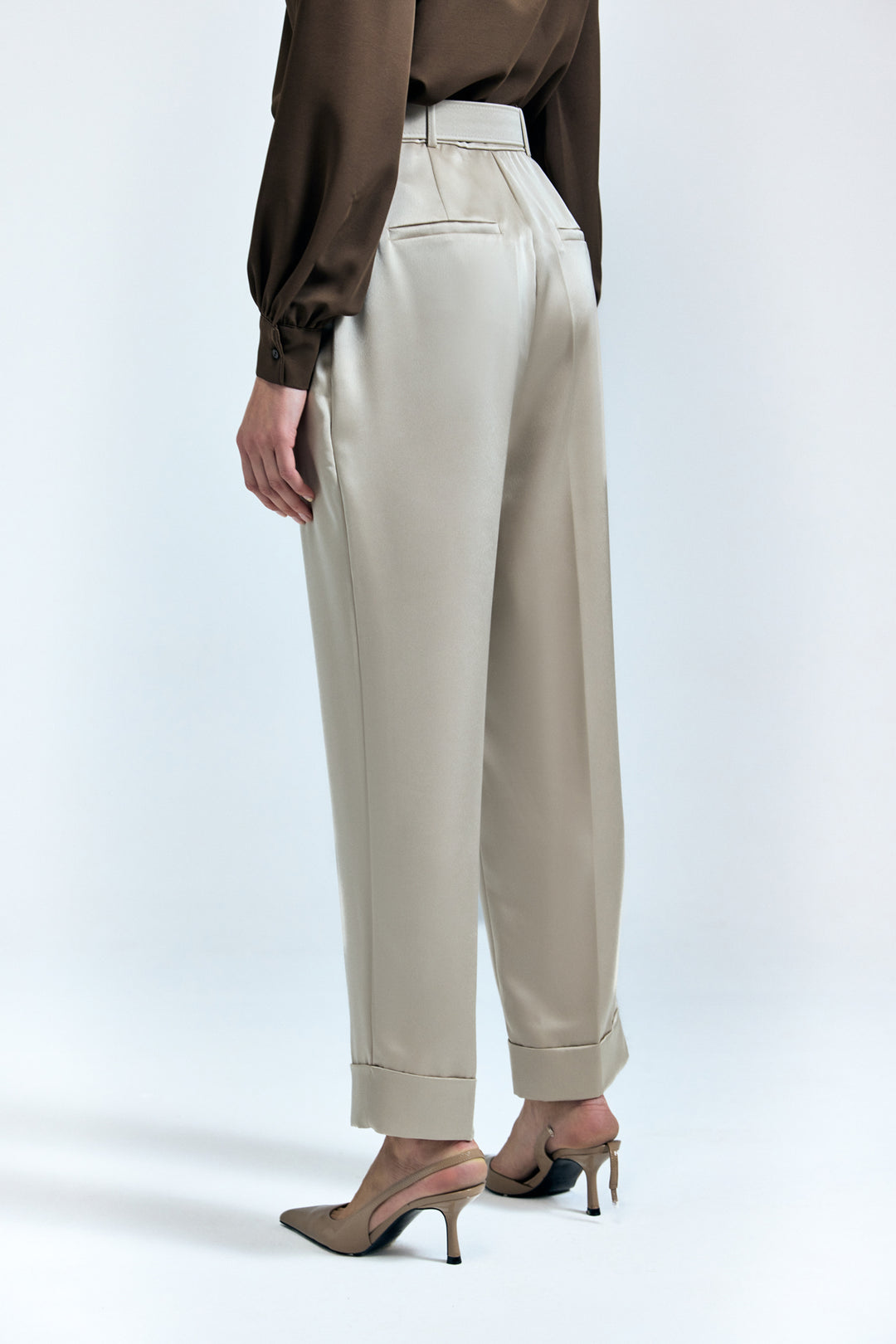 Sateen Pantalon Satin Lisa à Double Pattes - Pierre