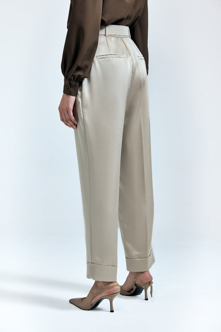 Sateen Pantalon Satin Lisa à Double Pattes - Pierre