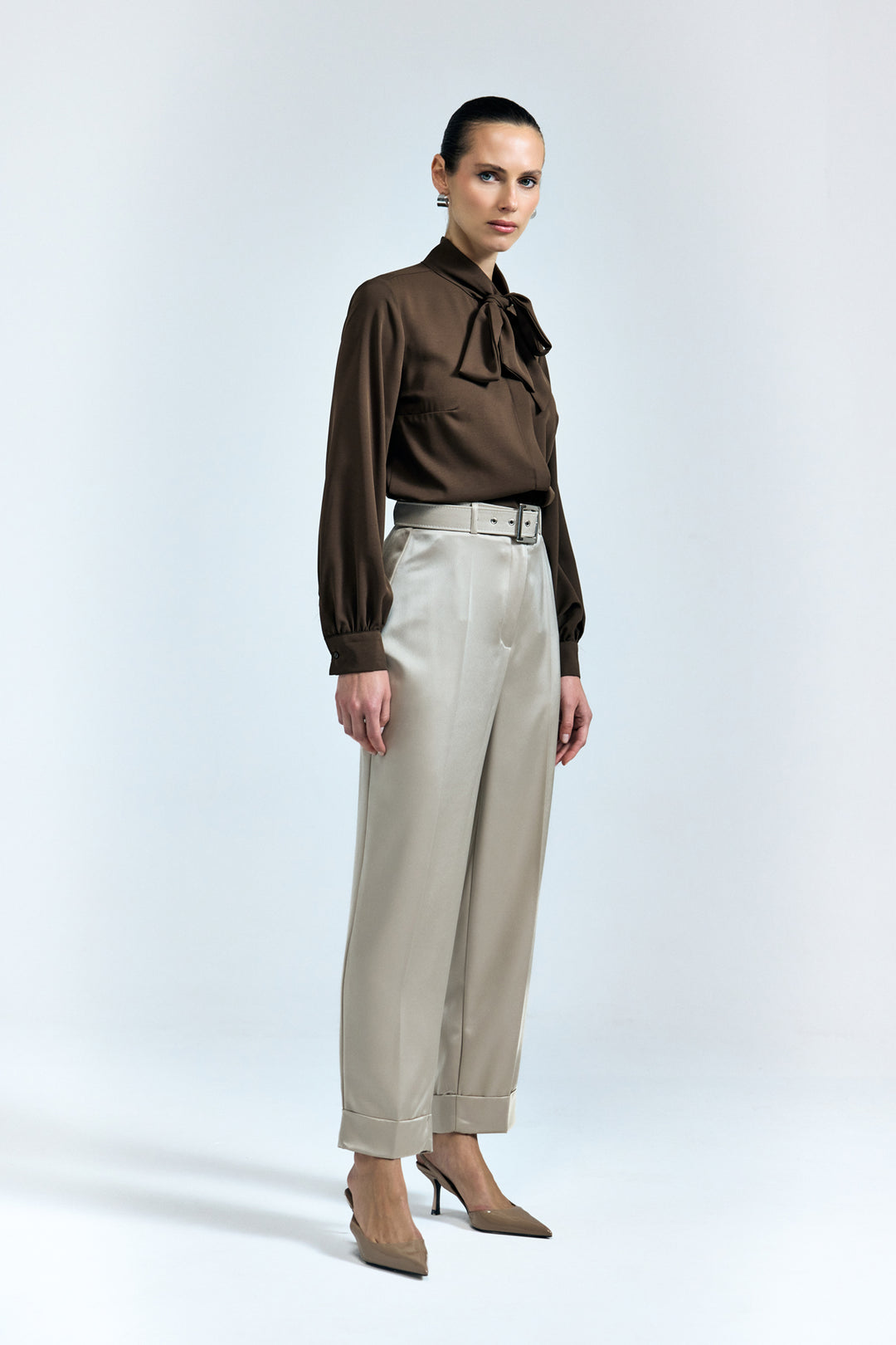 Sateen Pantalon Satin Lisa à Double Pattes - Pierre