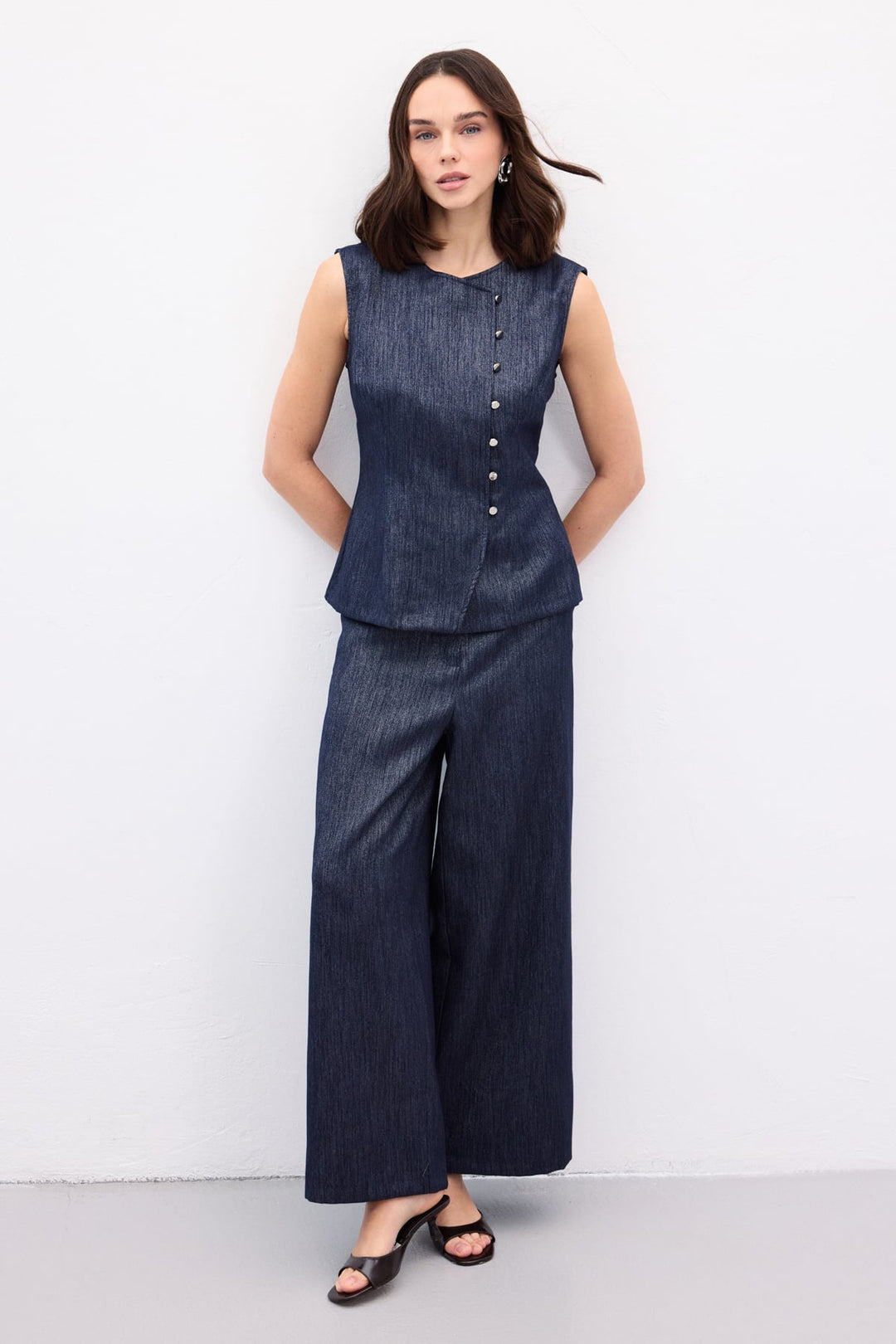 Sateen Pantalon Livia - Bleu marine