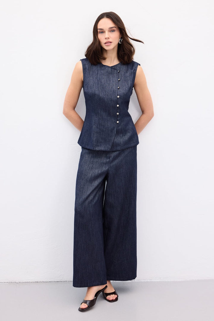 Sateen Pantalon Livia - Bleu marine