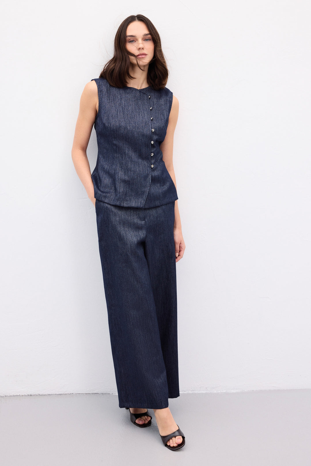 Sateen Pantalon Livia - Bleu marine