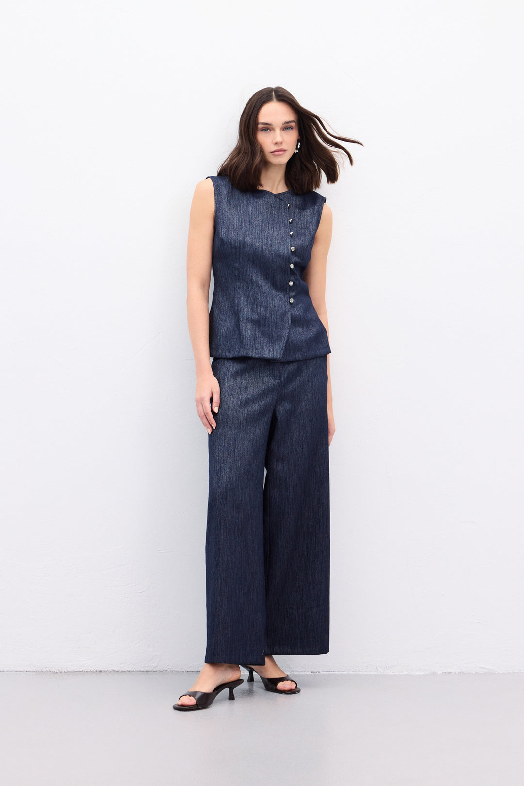 Sateen Pantalon Livia - Bleu marine