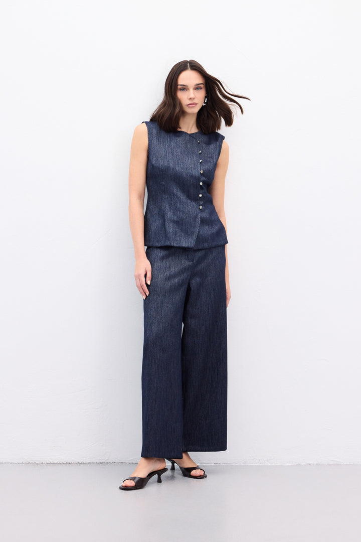 Sateen Pantalon Livia - Bleu marine