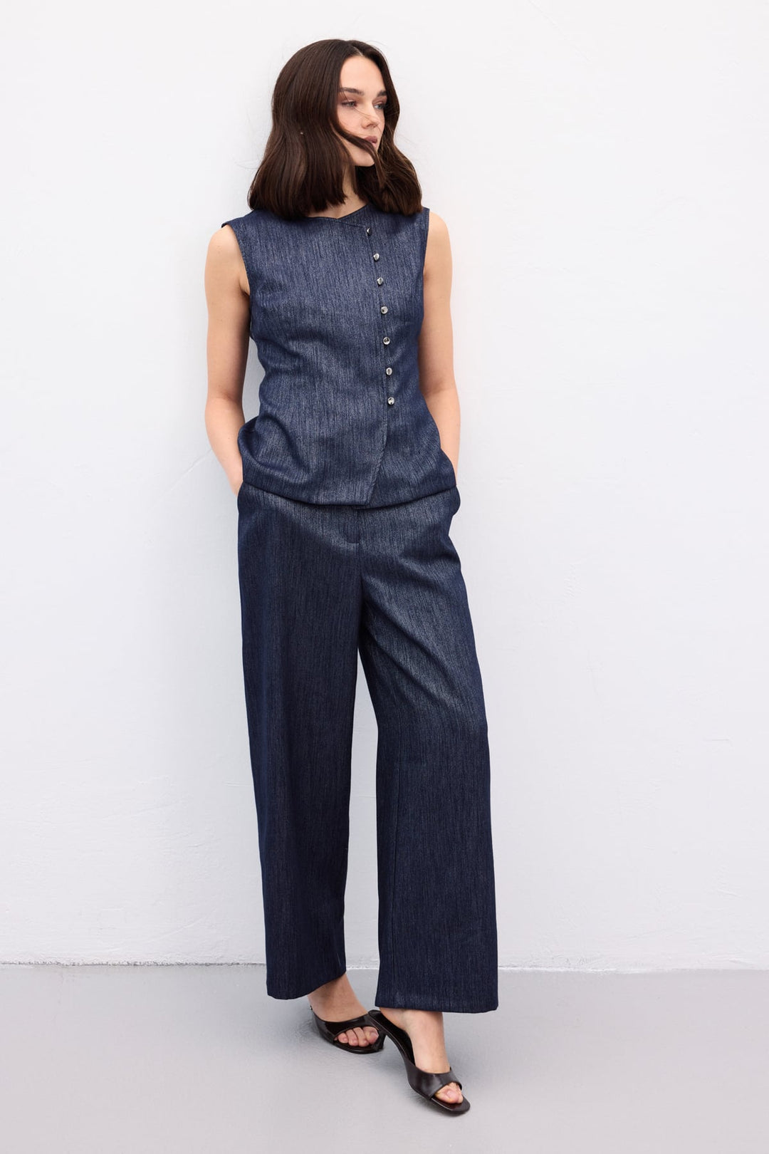 Sateen Pantalon Livia - Bleu marine