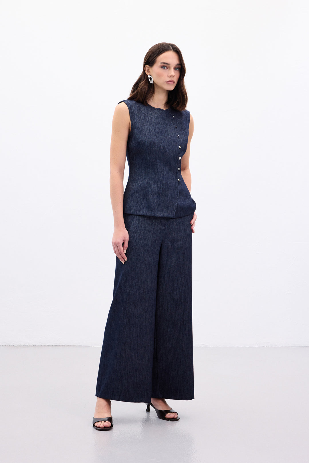 Sateen Pantalon Livia - Bleu marine