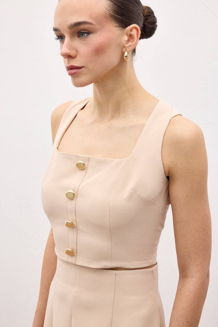 Sateen Lucy Crop - Beige