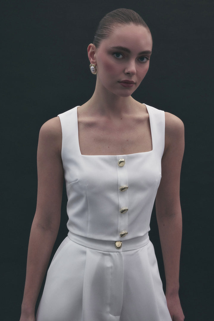 Sateen Lucy Crop - Écru