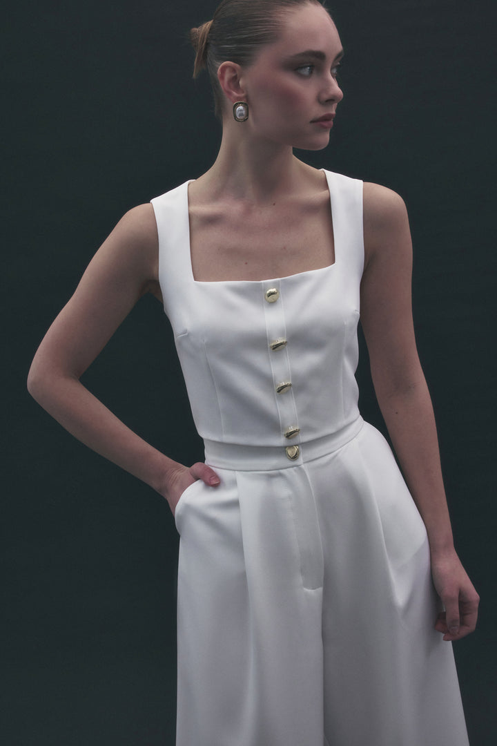 Sateen Lucy Crop - Écru