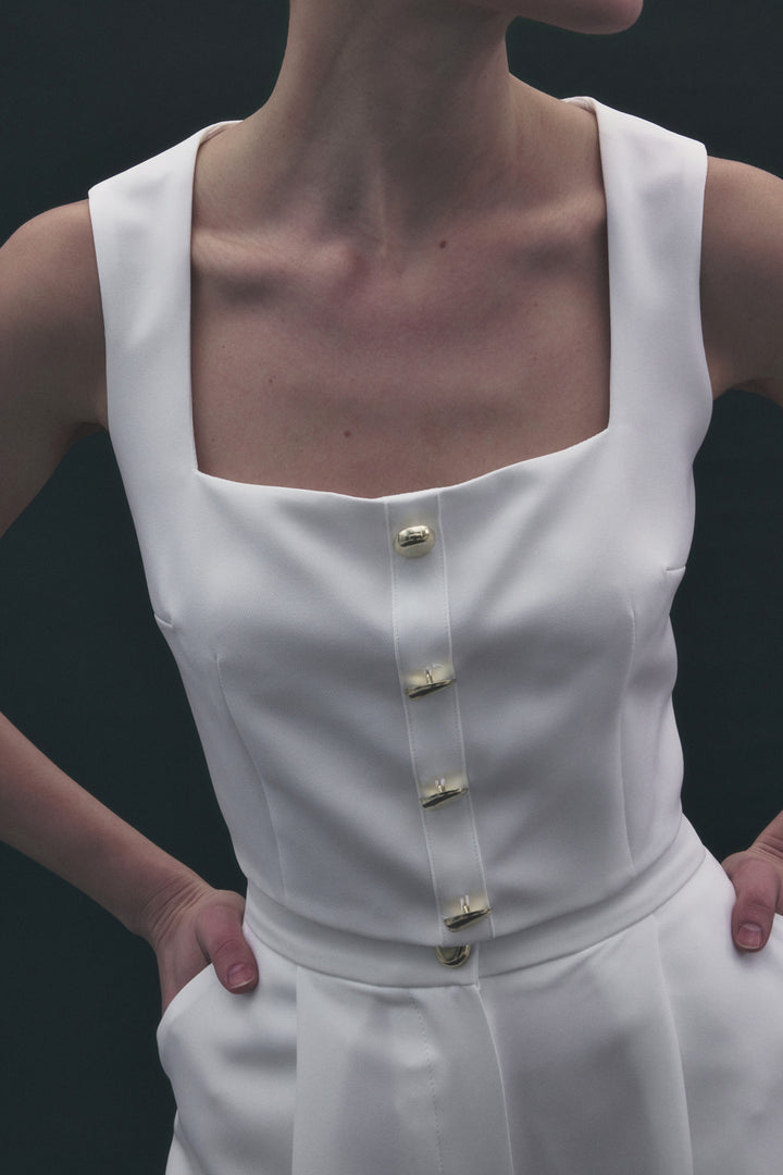 Sateen Lucy Crop - Écru