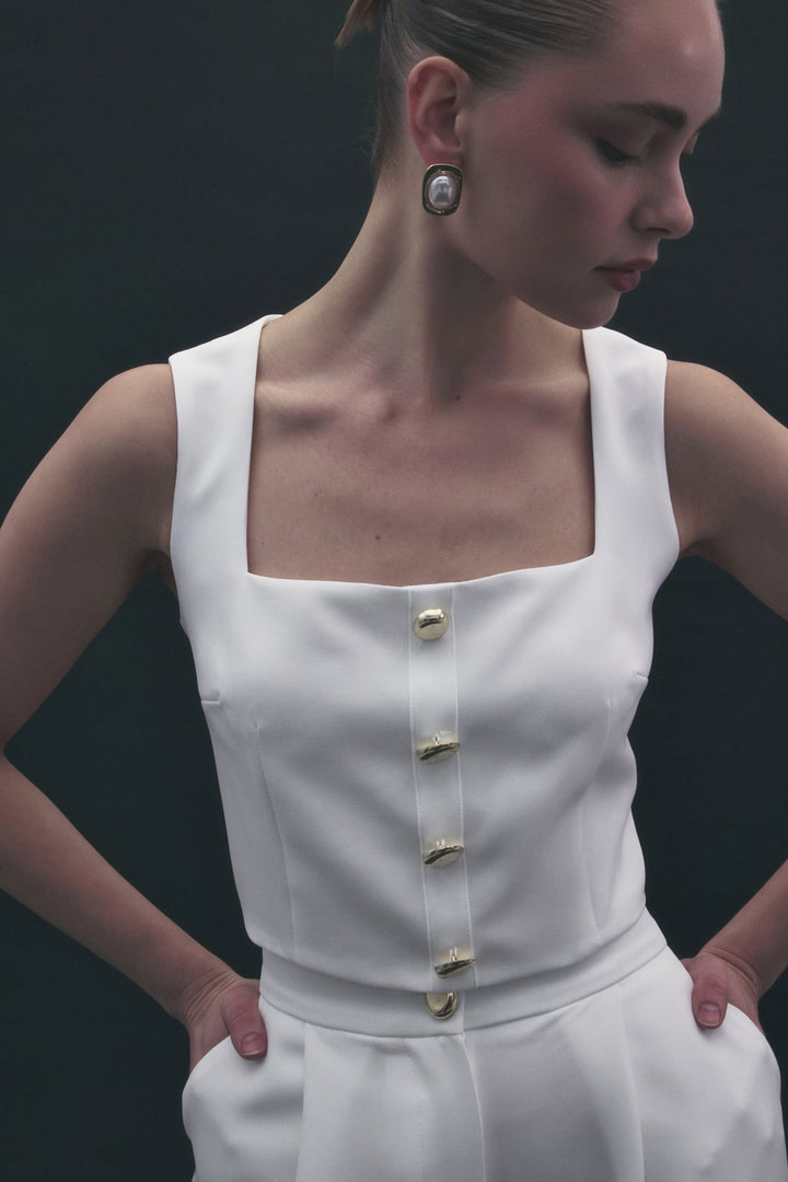 Sateen Lucy Crop - Écru