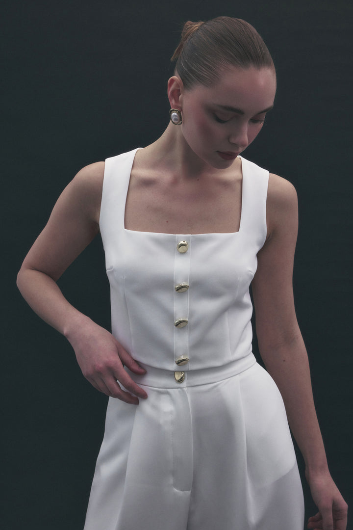 Sateen Lucy Crop - Écru