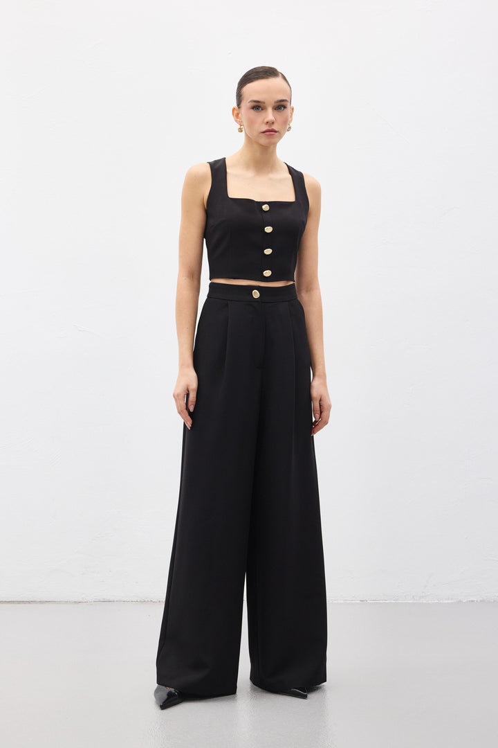 Sateen Lucy Crop - Noir