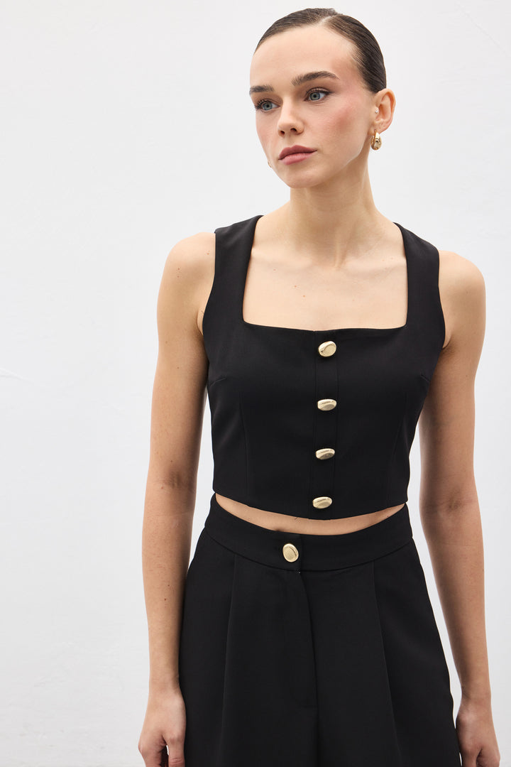 Sateen Lucy Crop - Noir