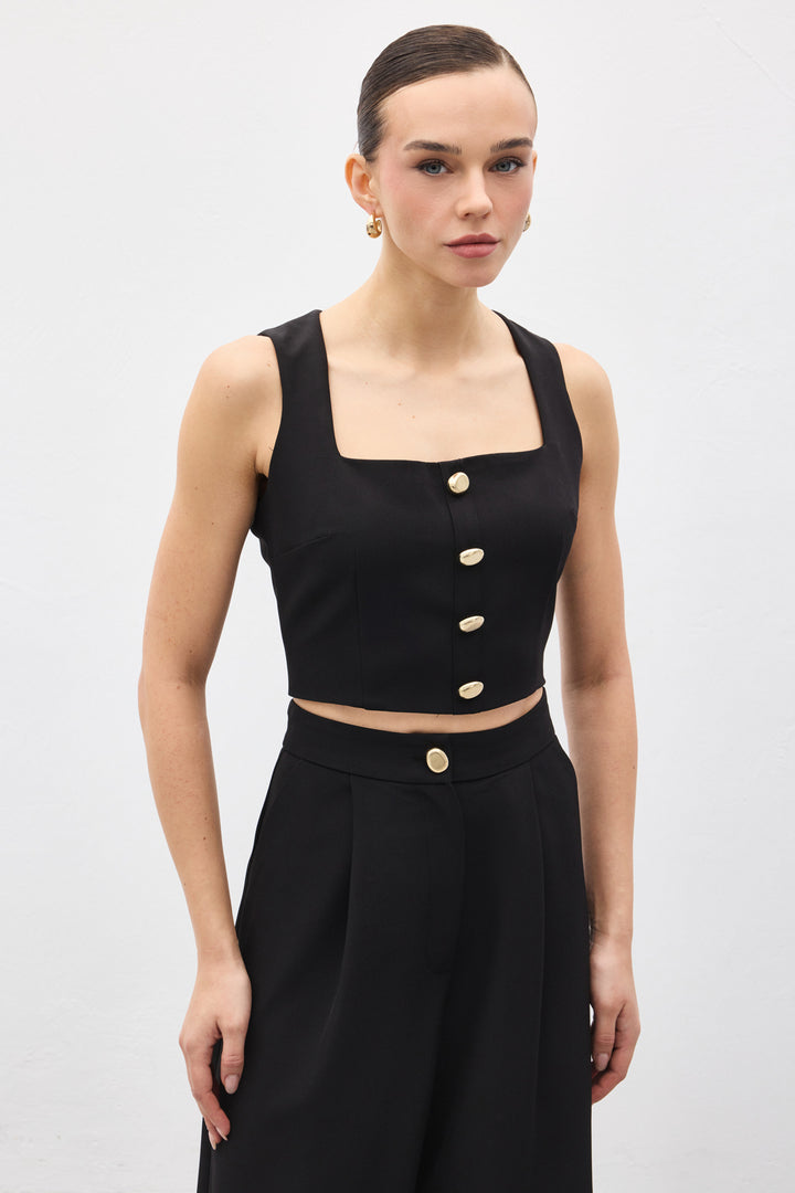 Sateen Lucy Crop - Noir