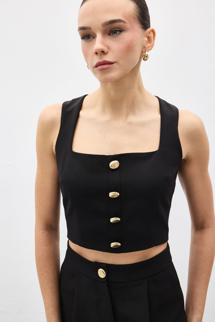 Sateen Lucy Crop - Noir