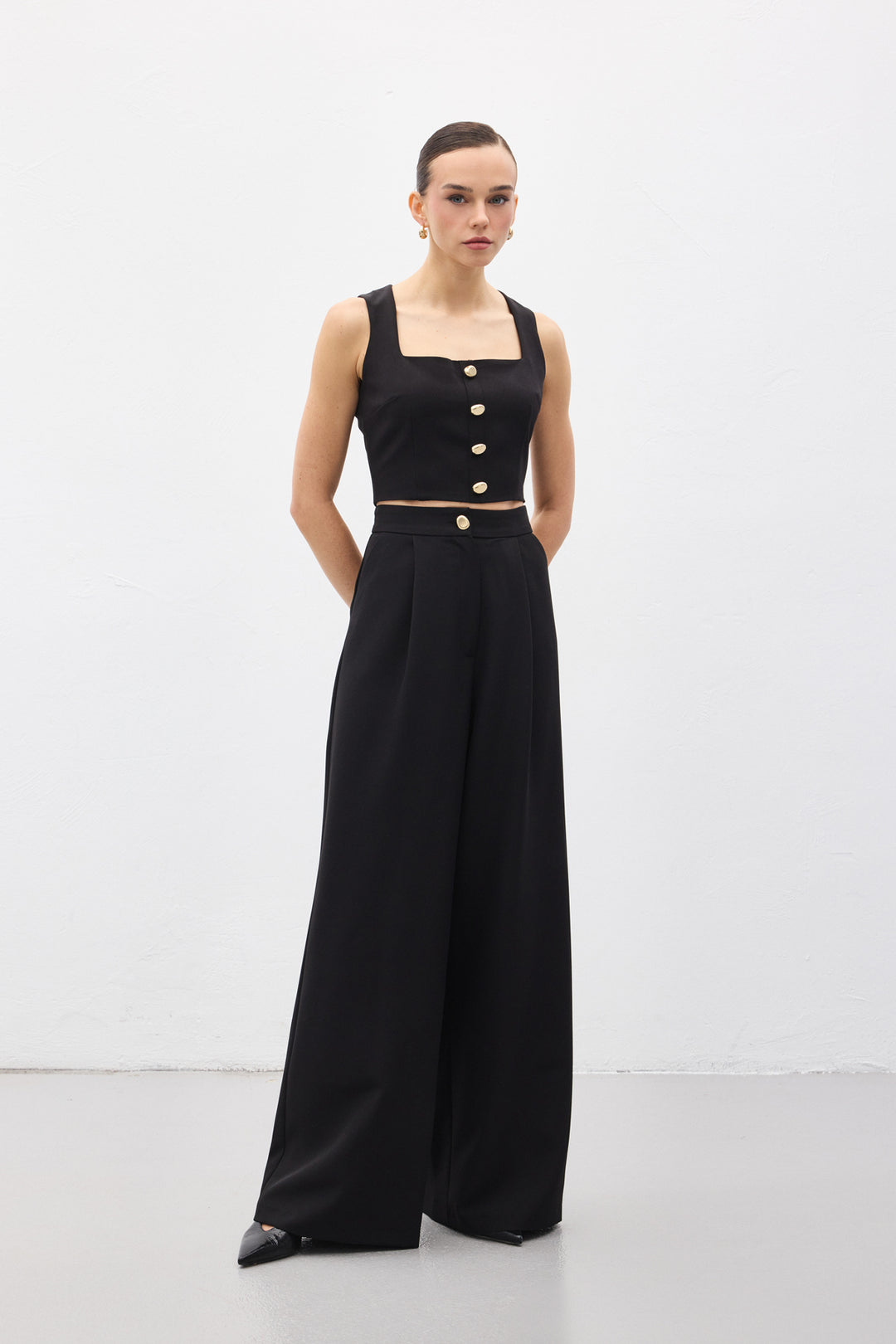 Sateen Lucy Crop - Noir