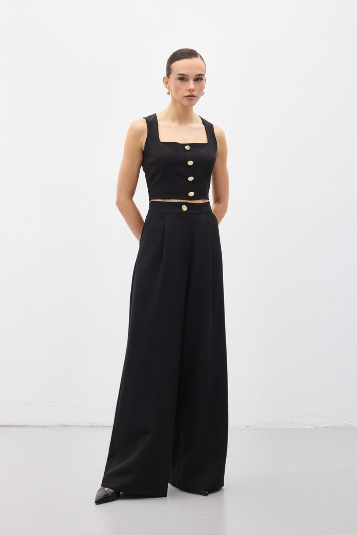 Sateen Lucy Crop - Noir