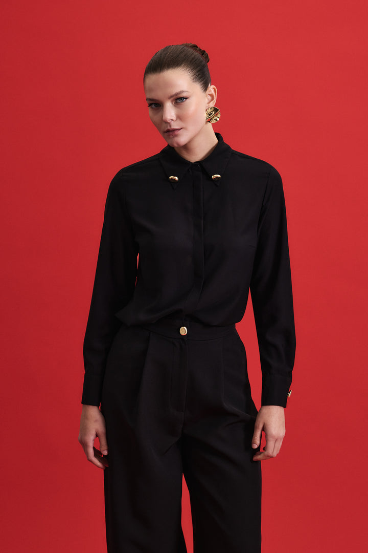 Sateen Lucy Chemise - Noir