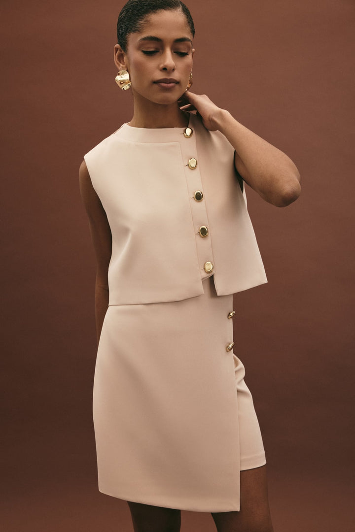 Sateen Lucy Mini Jupe - Beige