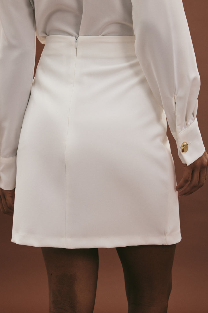 Sateen Lucy Mini Jupe - Écru