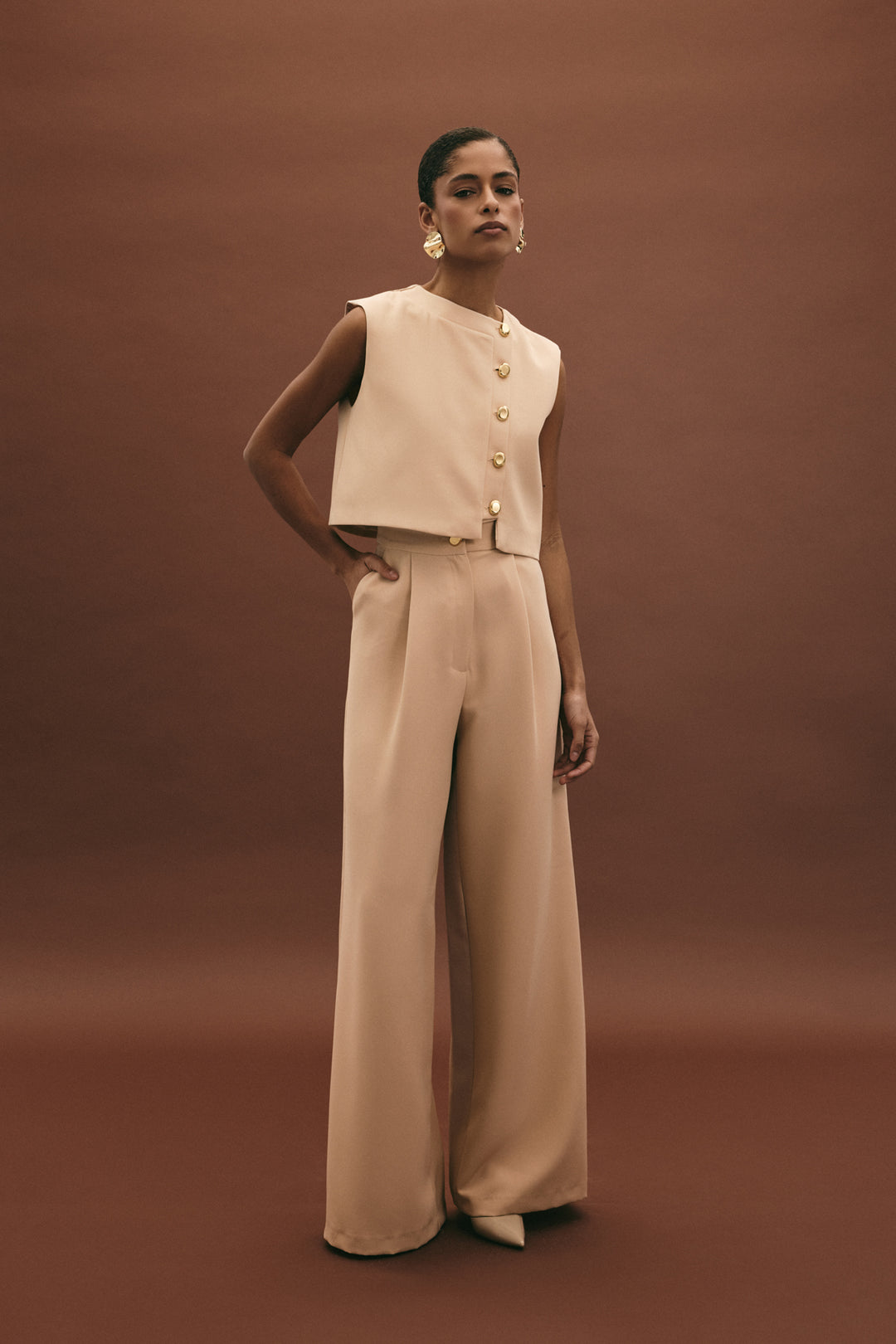 Sateen Lucy Pantalon - Beige