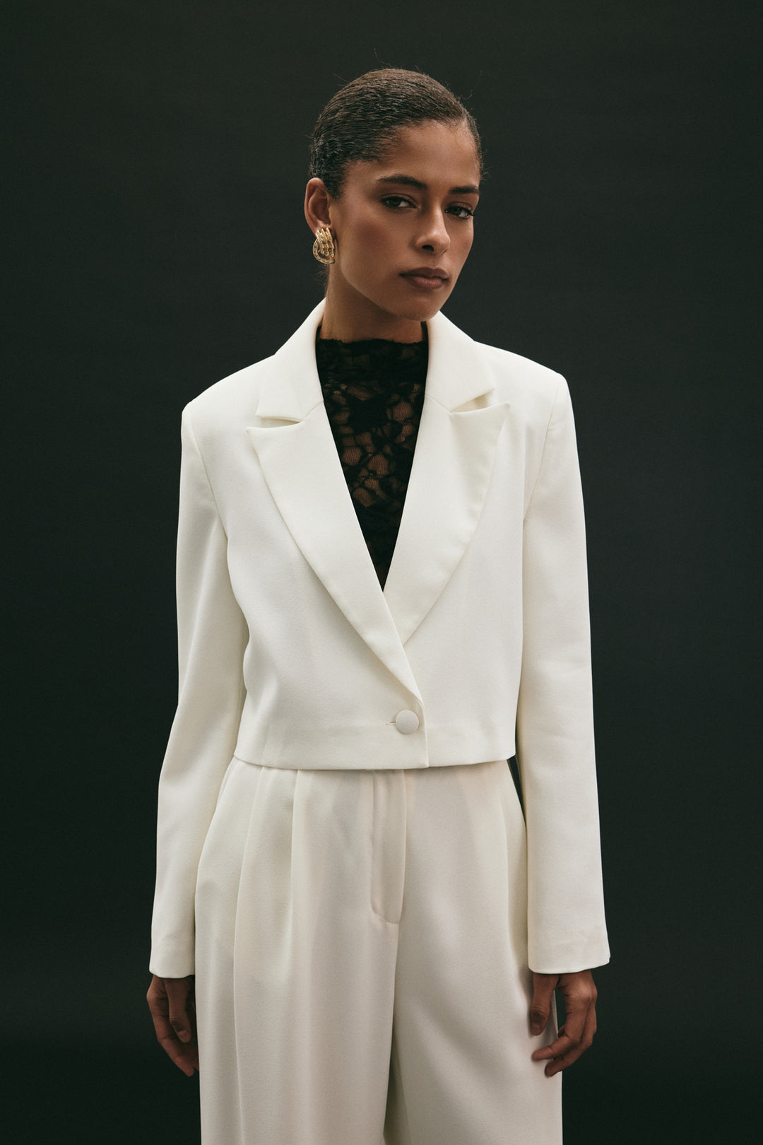 Sateen Veste Courte Luna - Écru