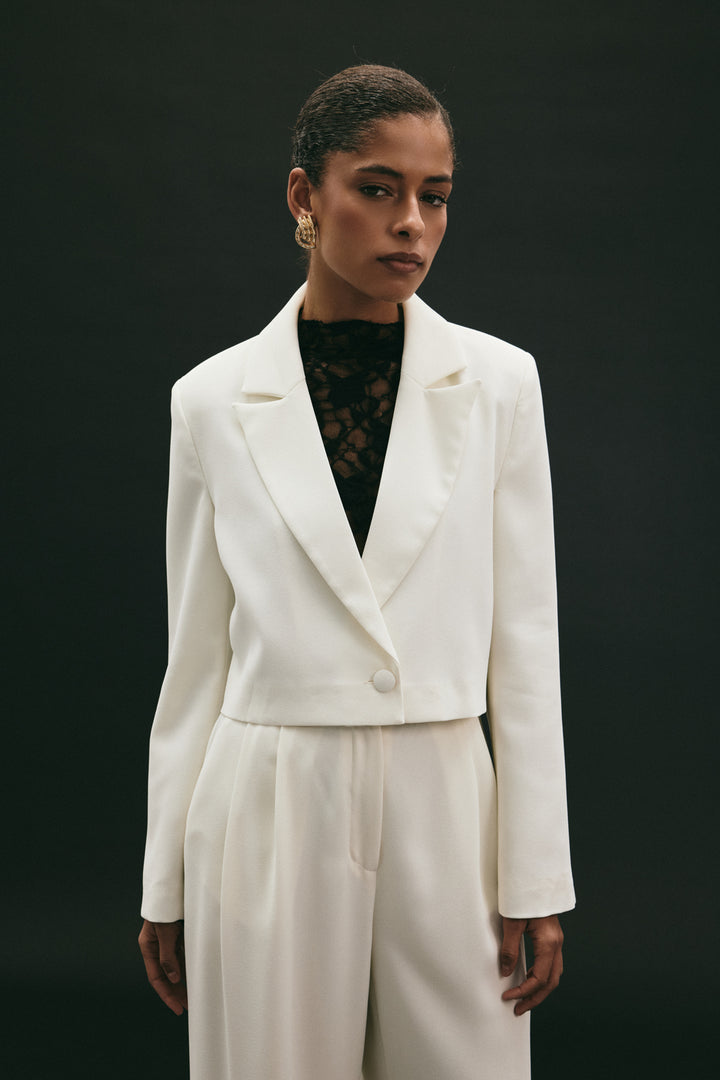 Sateen Veste Courte Luna - Écru