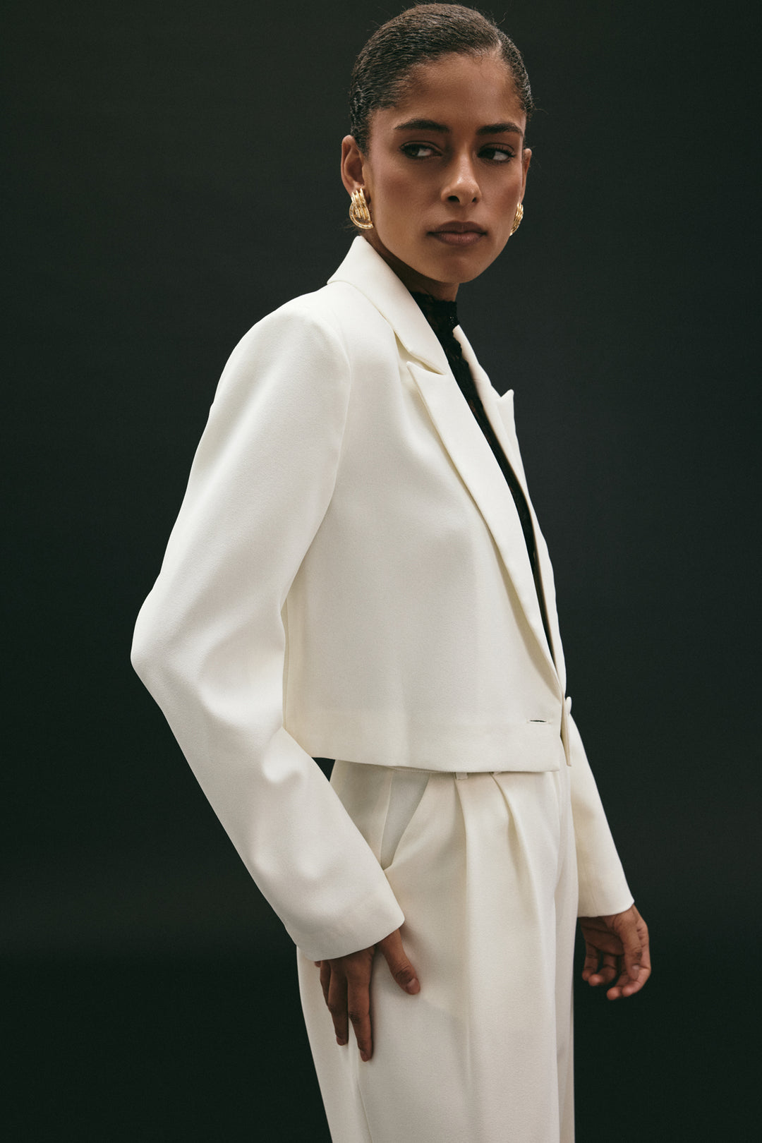 Sateen Veste Courte Luna - Écru